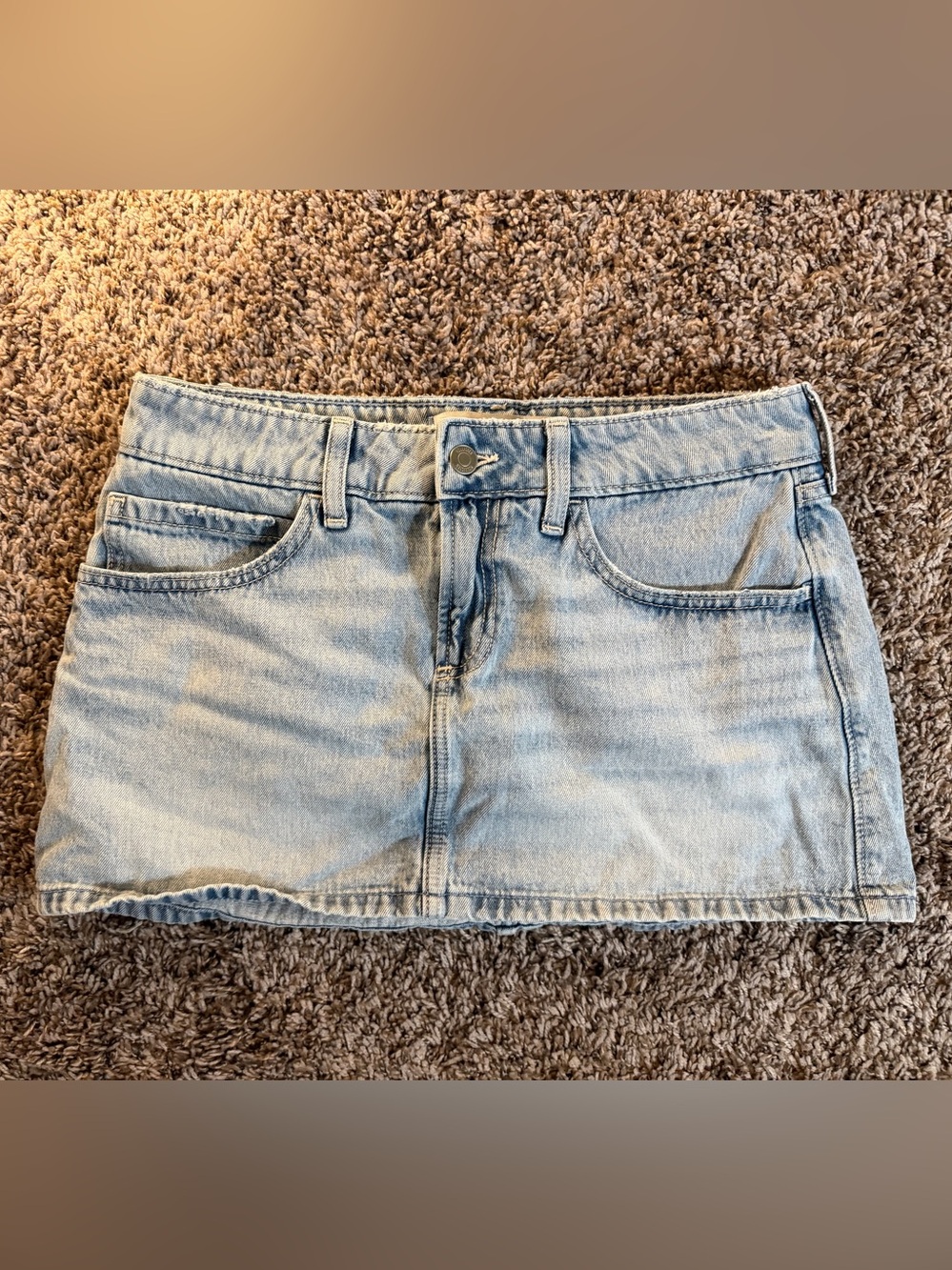 Hollister Light Wash Denim Mini Skirt